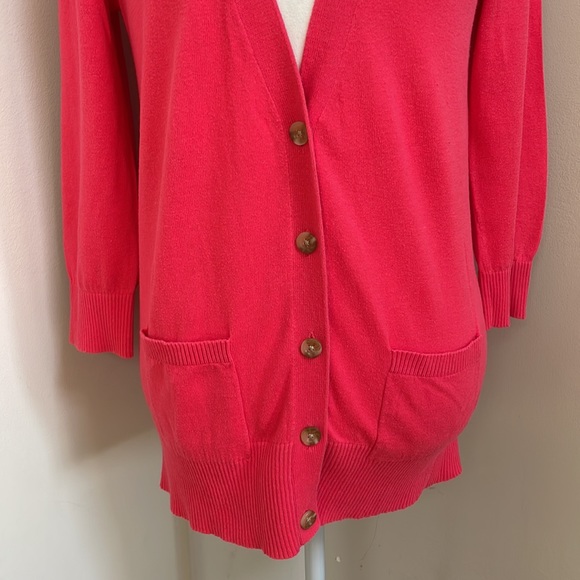 Mossimo Supply Co. Women Button Down Sweater/Cardigan with Front Pockets, Pink - Picture 10 of 13